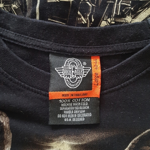Vintage Rock Eagle "Feel the Thunder" Eagle Motorcycle Black Longsleeved T-Shirt - Picture 5 of 5